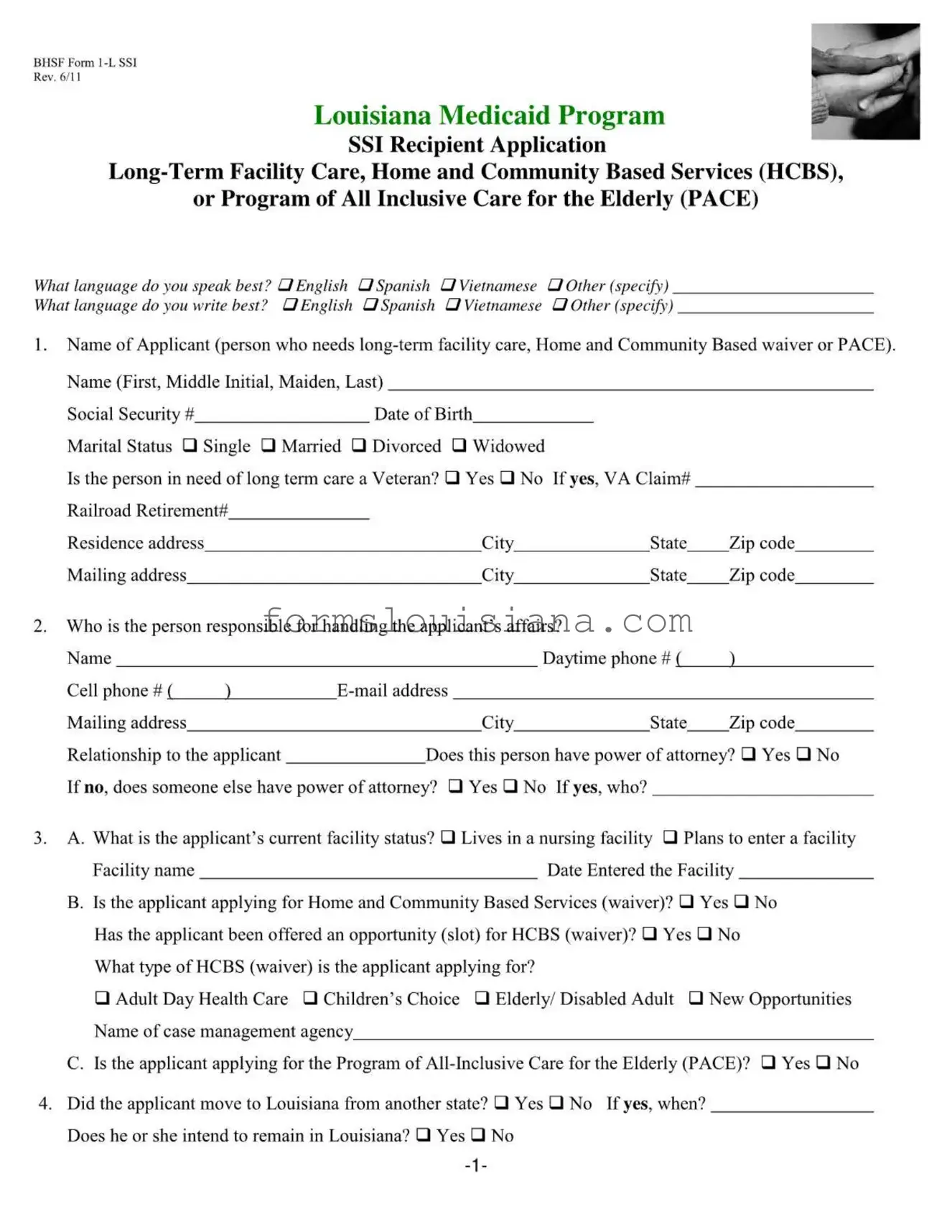 Free Bhsf 1 L Ssi Template