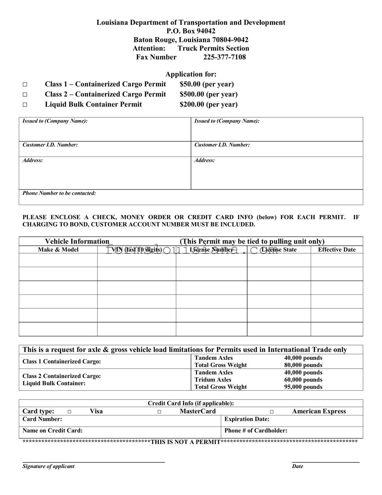 Free Harvest Season Permit Louisiana Template