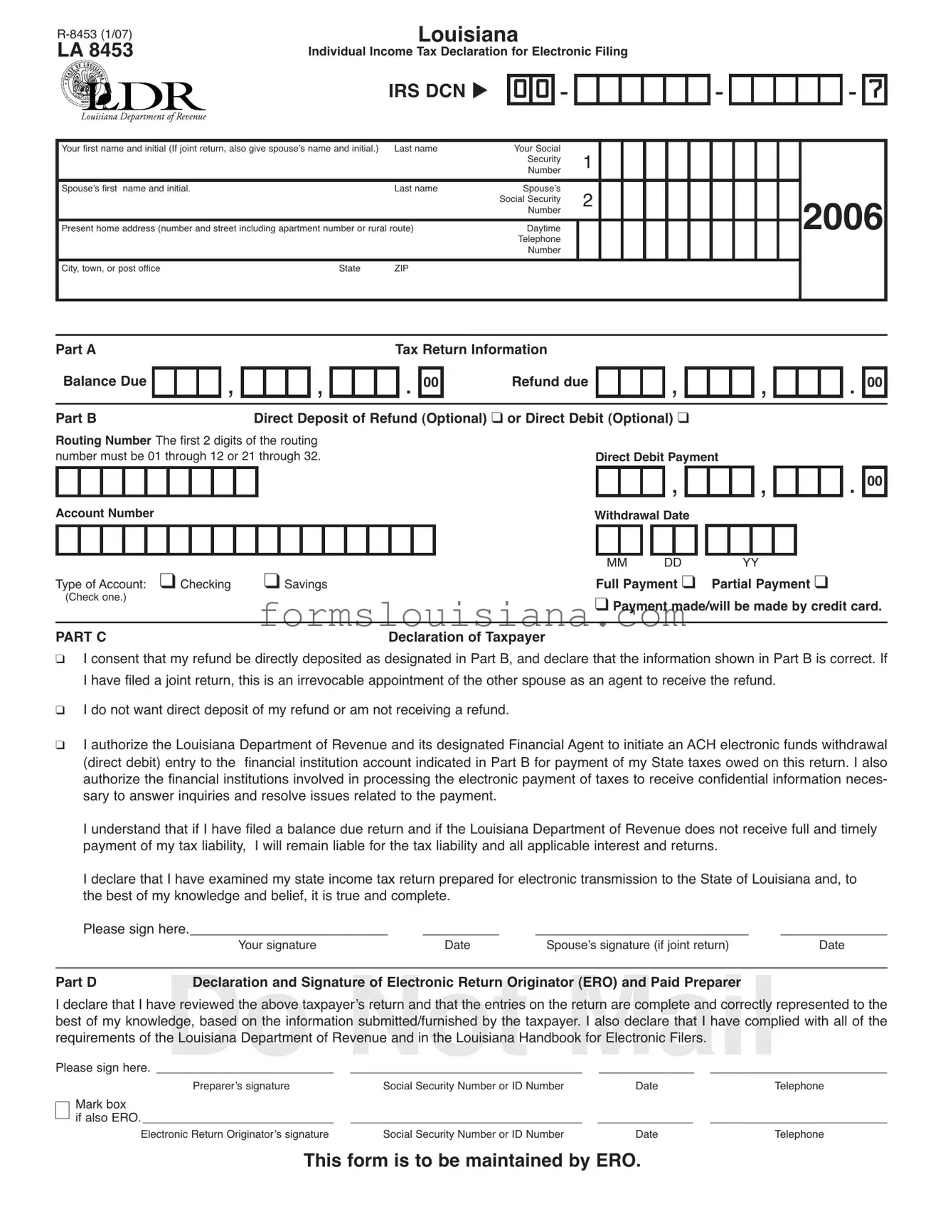 Free La 8453 Fom Template