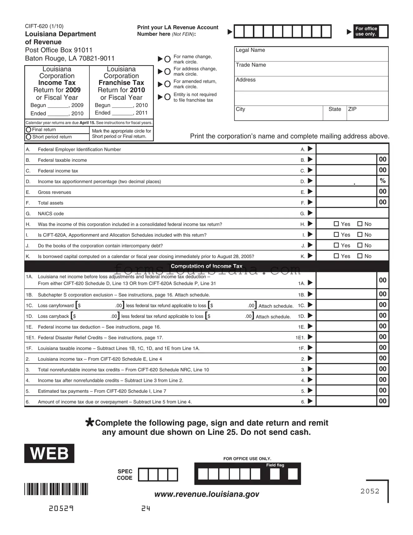 Free Louisiana Cift 620 Template