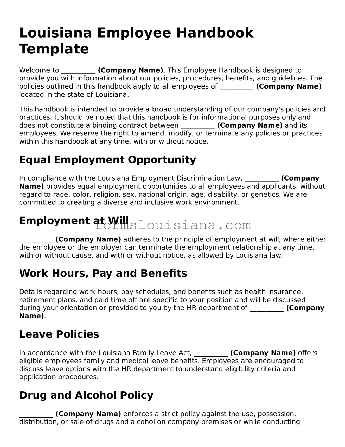 Attorney-Verified Louisiana Employee Handbook Document