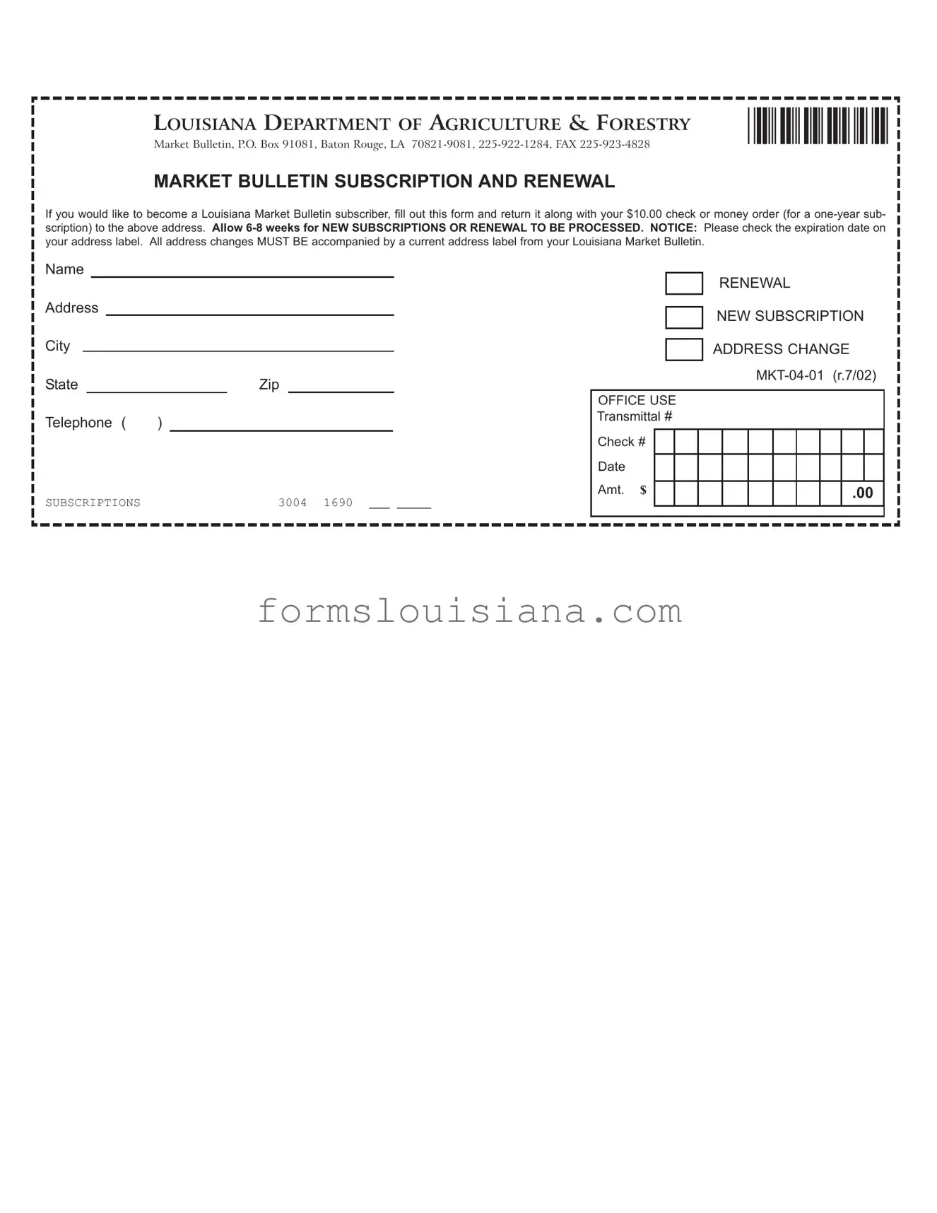 Free Louisiana Market Bulletin Template
