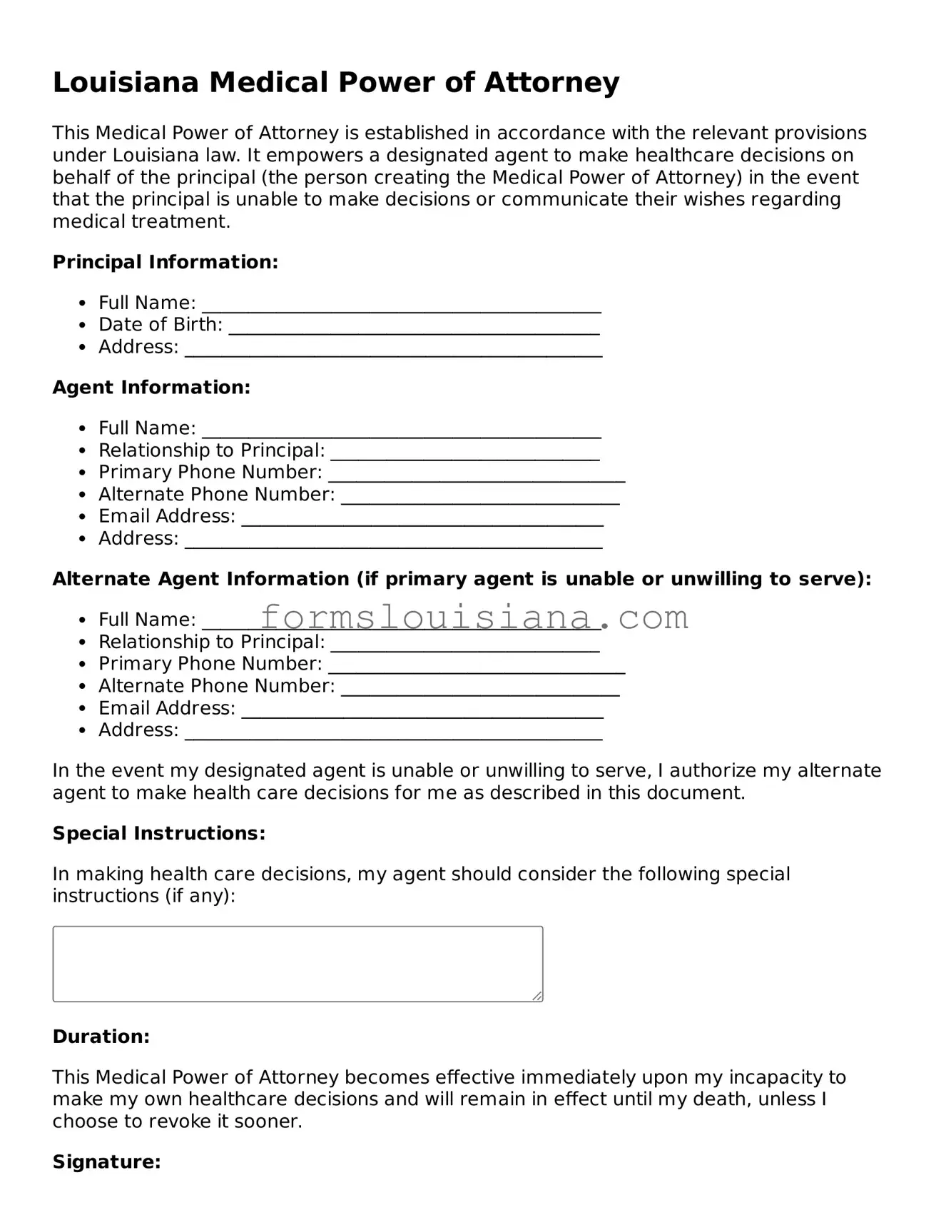 Attorney-Verified Louisiana Medical Power of Attorney Document