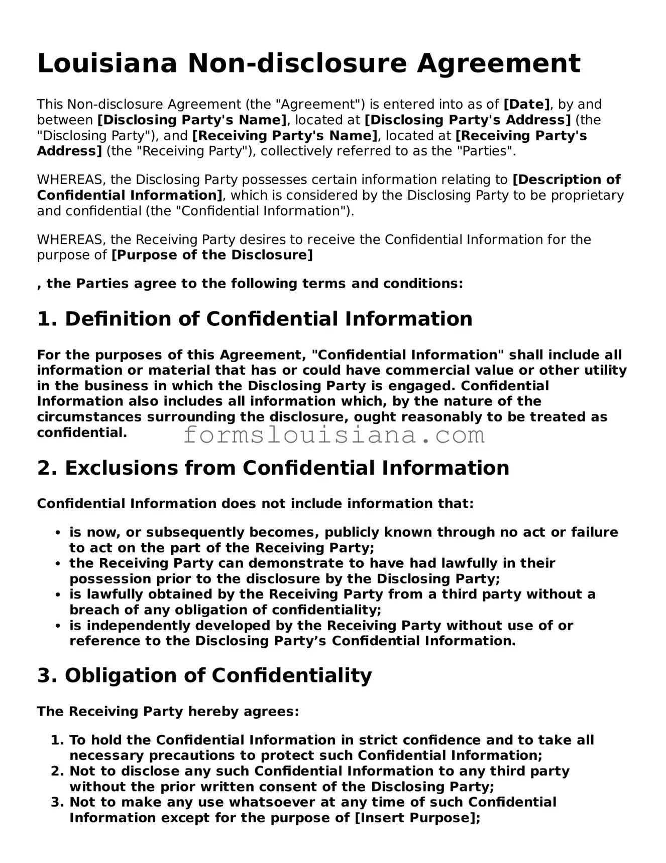 Attorney-Verified Louisiana Non-disclosure Agreement Document