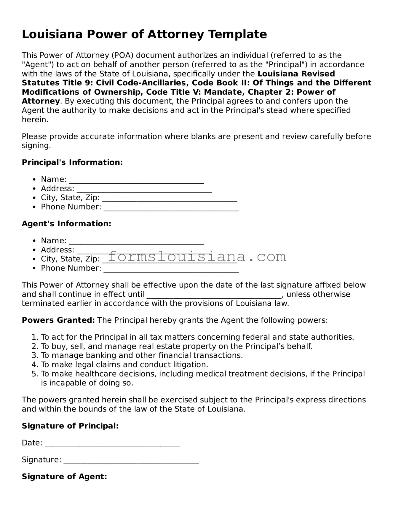 Attorney-Verified Louisiana Power of Attorney Document