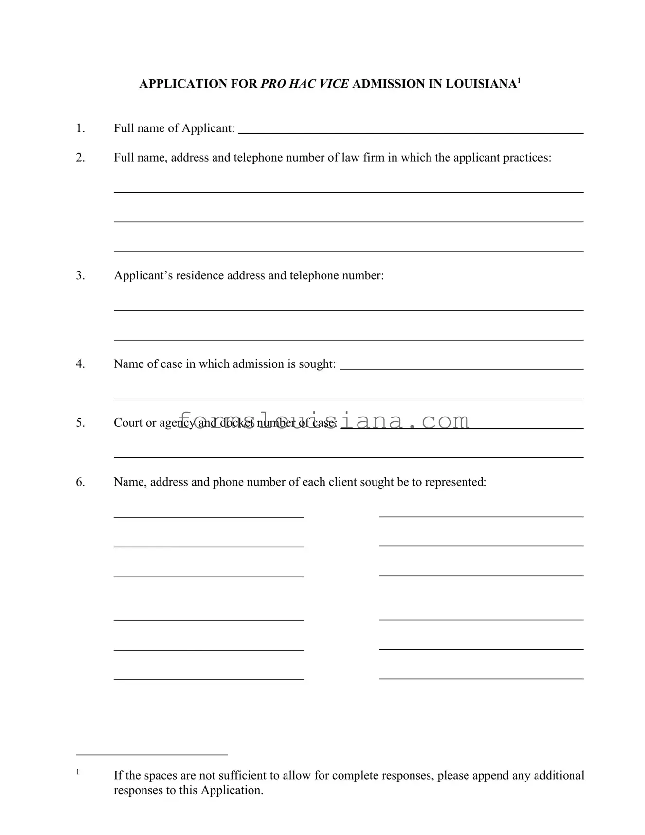 Free Louisiana Pro Hac Template