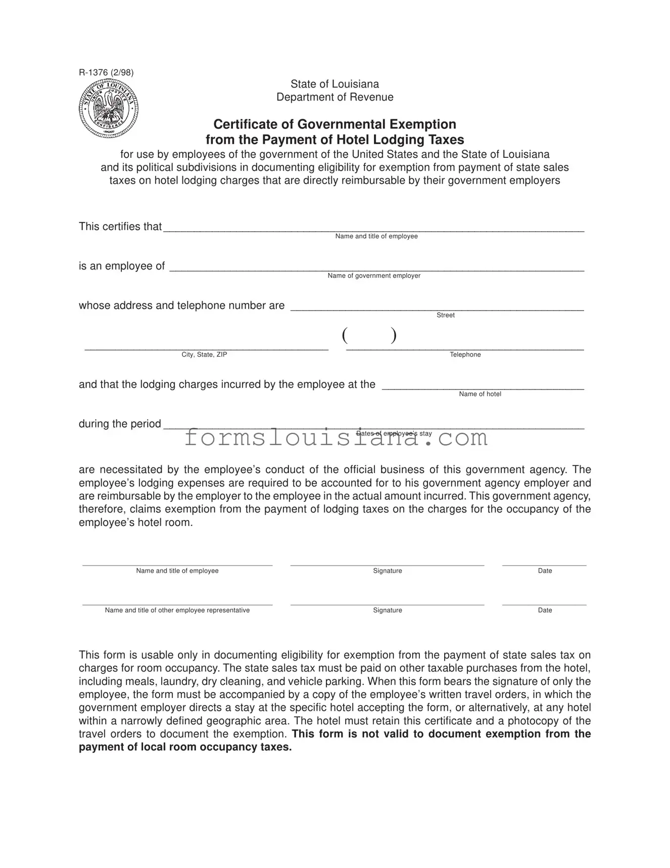 Free Louisiana R 1376 Template