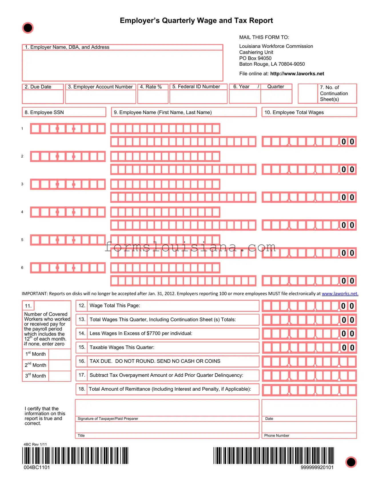 Free Louisiana Wage Report Template