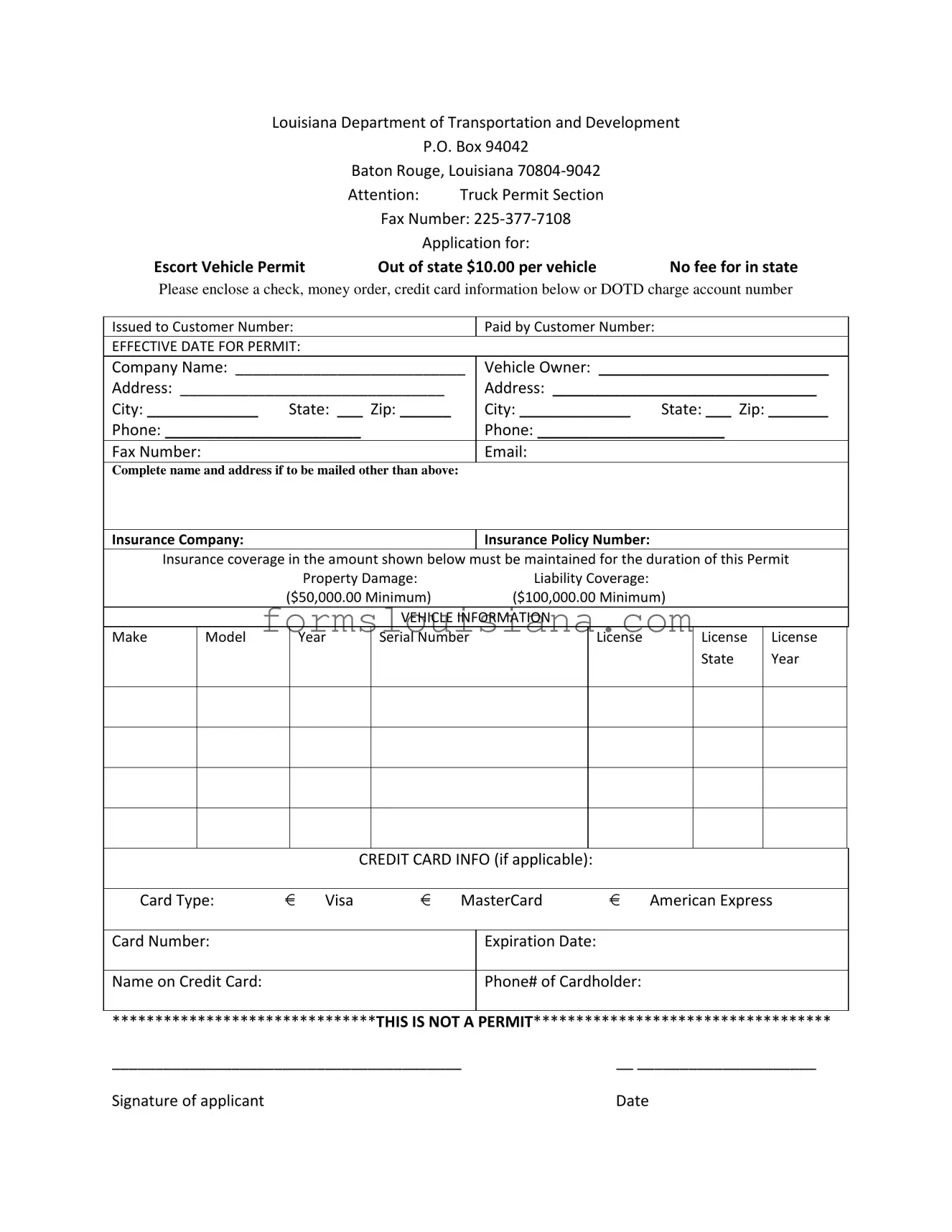 Free Permit Louisiana Pilot Car Template