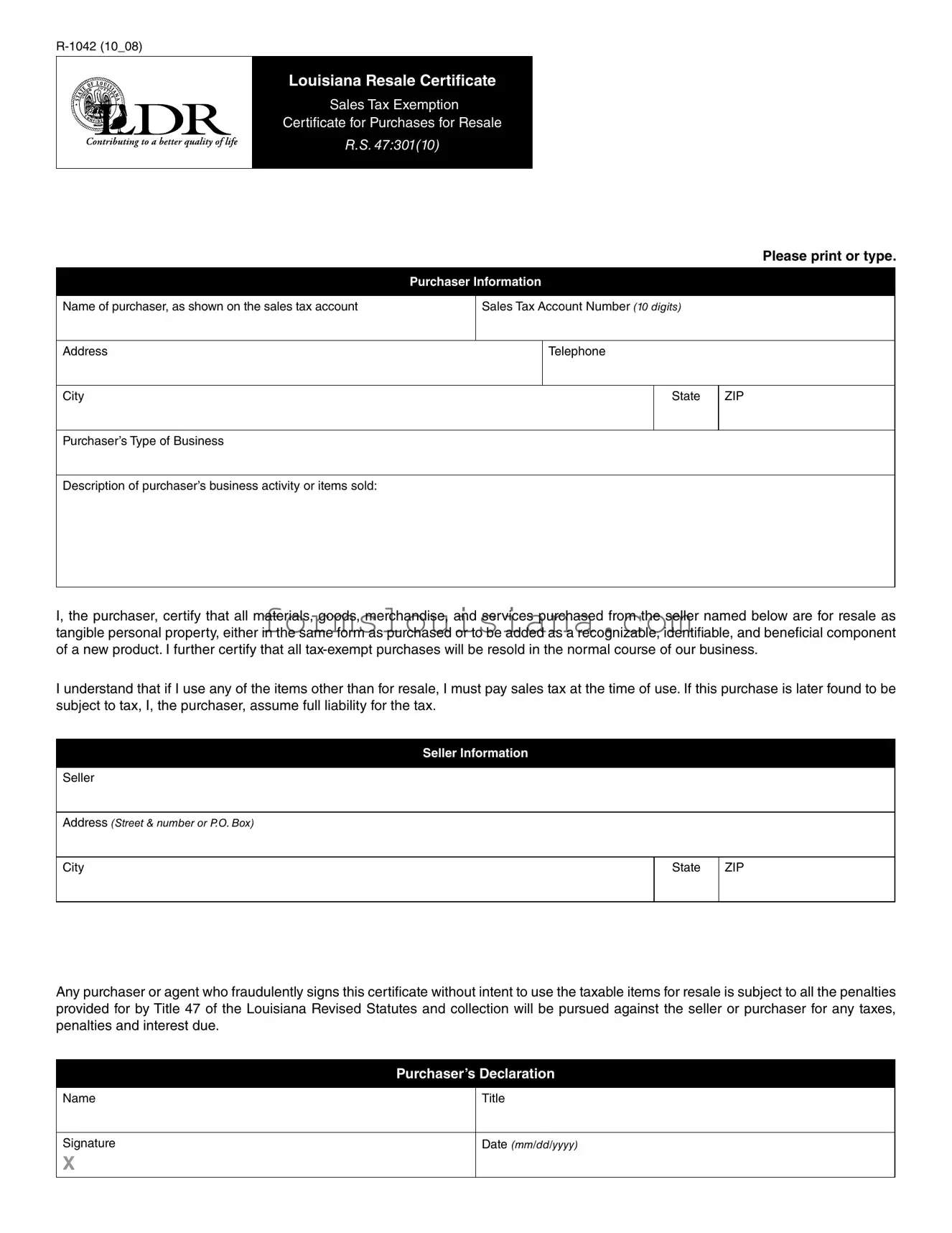 Free R 1042 Louisiana Certificate Template