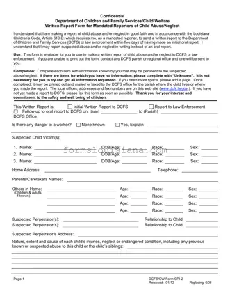 Free Dcfs Cw Cpi 2 Template