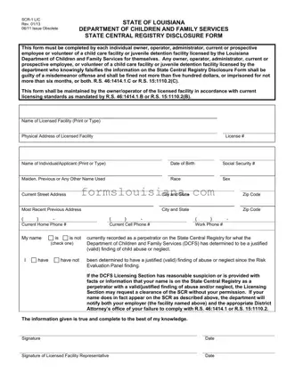 Free Louisiana Central Registry Template