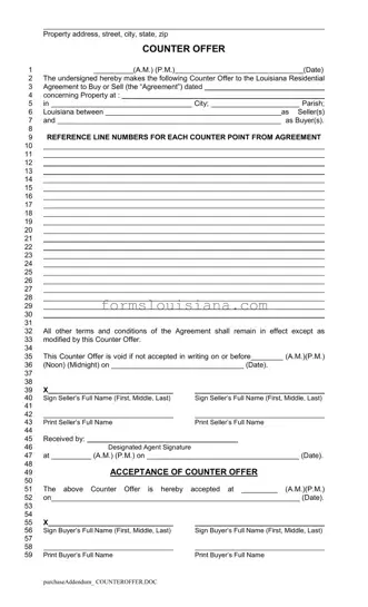 Free Louisiana Counter Offer Template