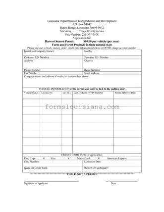 Free Louisiana Dotd Permit Template
