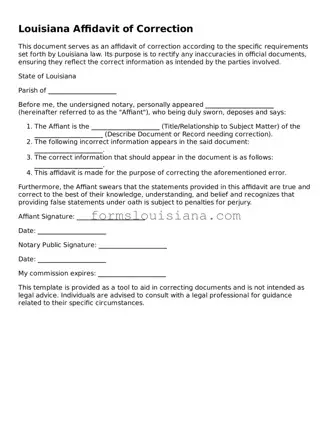 Attorney-Verified Louisiana Affidavit of Correction Document