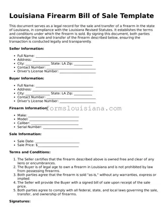 Attorney-Verified Louisiana Firearm Bill of Sale Document
