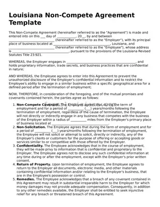 Attorney-Verified Louisiana Non-compete Agreement Document
