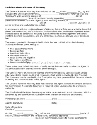 Attorney-Verified Louisiana General Power of Attorney Document