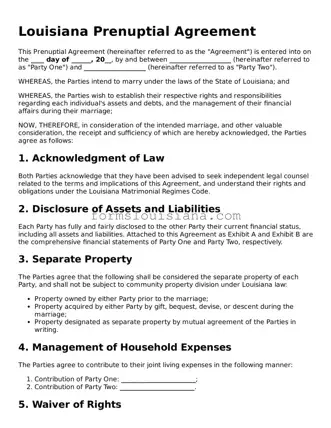 Attorney-Verified Louisiana Prenuptial Agreement Document