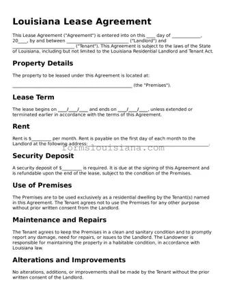 Attorney-Verified Louisiana Lease Agreement Document