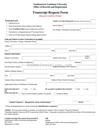 Free Louisiana Request Template